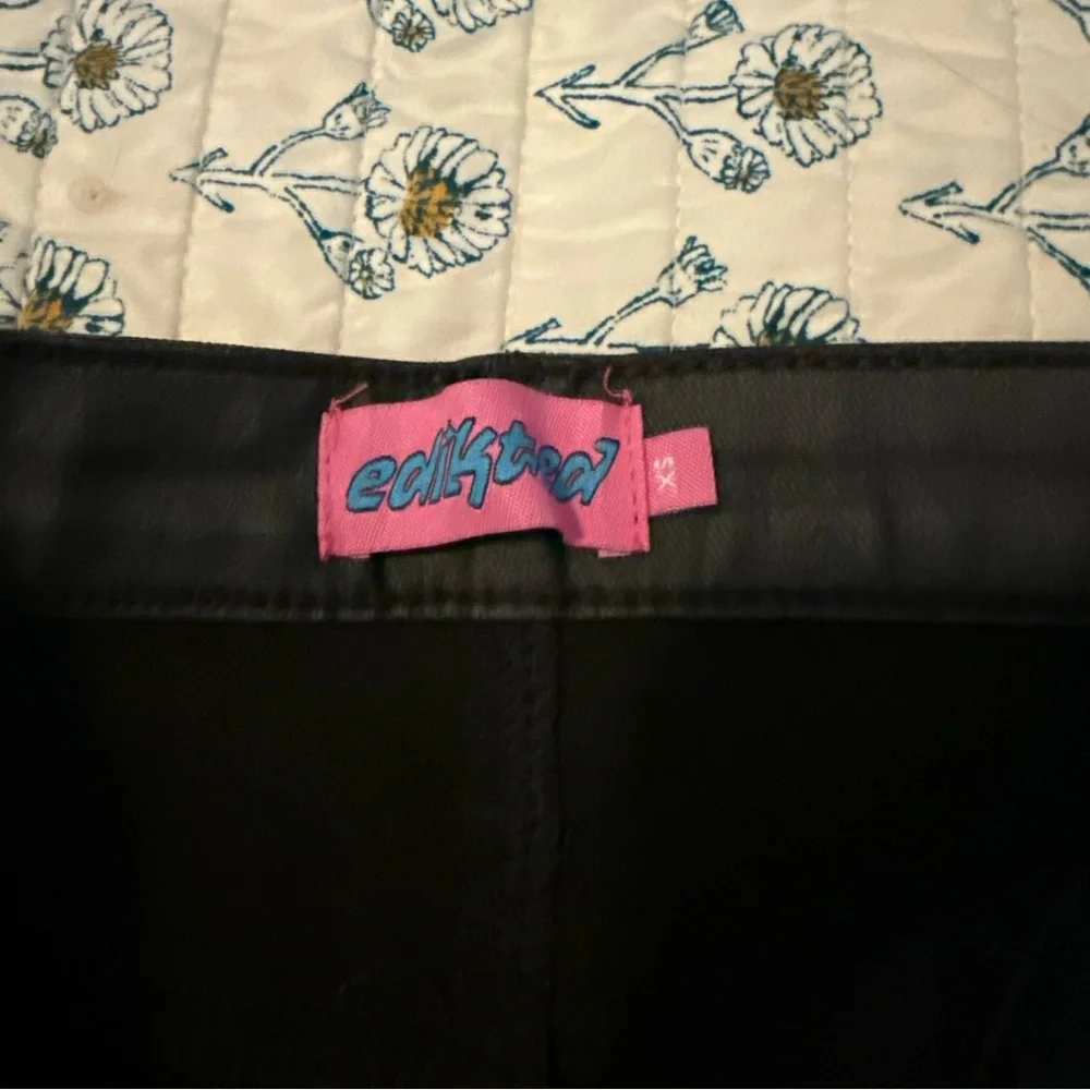 Edikted Black Leather High Waist Flare Pants - Picture 7 of 14